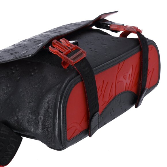 Christian Louboutin Rubyclick Messenger Shoulder Bag Black Red Leather - Picture 6 of 8